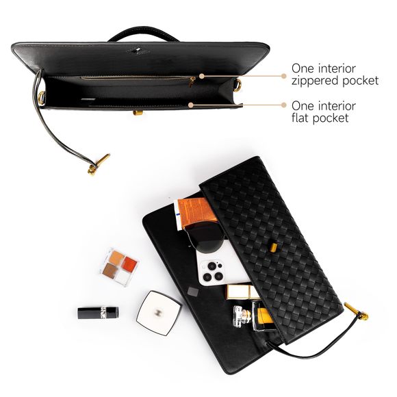 Woven Purse Evening Clutch Woven Leather Handbags Crossbody Bag :P - Picture 5 of 7